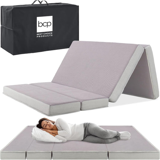 Portable Tri-Fold Foam Mattress Ideal For Guests Camping-0