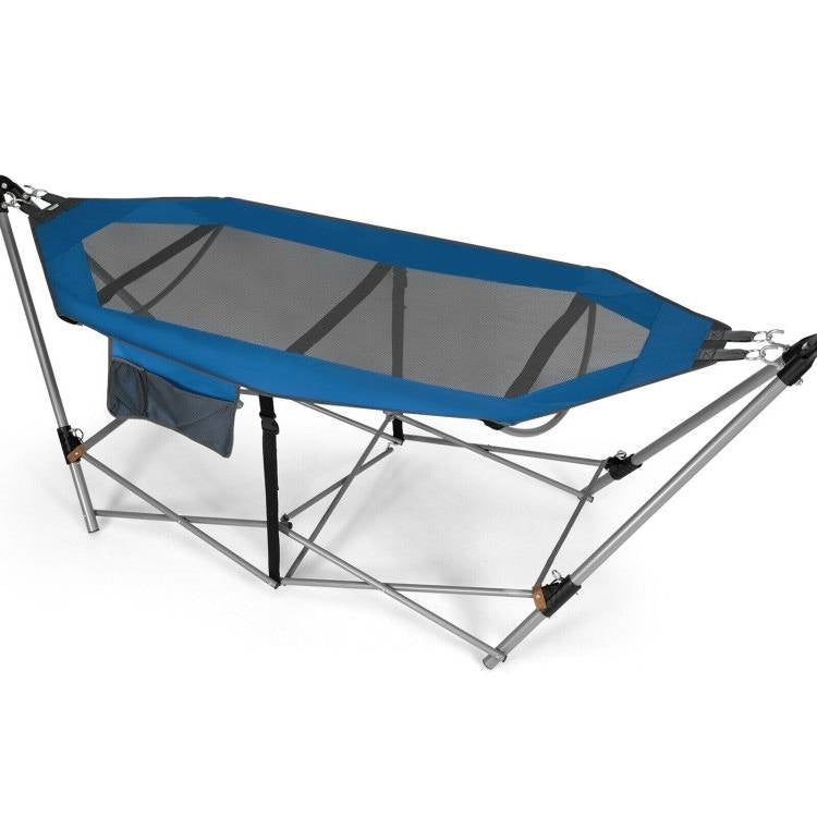 Blue Portable Camping Foldable Hammock with Stand and Carry Case-1