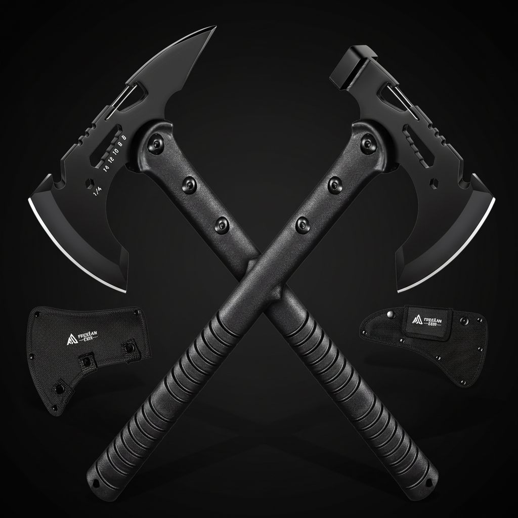 Camping & Outdoor Axe Set – 4 Piece Tactical Hatchet Set with 2 Canvas Sheaths | Multi-Functional Survival Axe for Camping, Picnics & Hiking-4