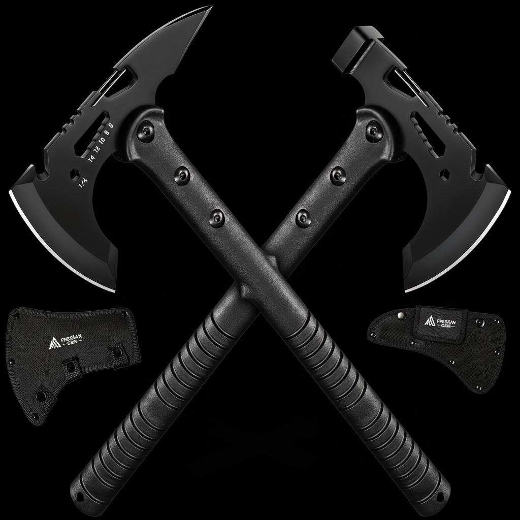 Camping & Outdoor Axe Set – 4 Piece Tactical Hatchet Set with 2 Canvas Sheaths | Multi-Functional Survival Axe for Camping, Picnics & Hiking-2