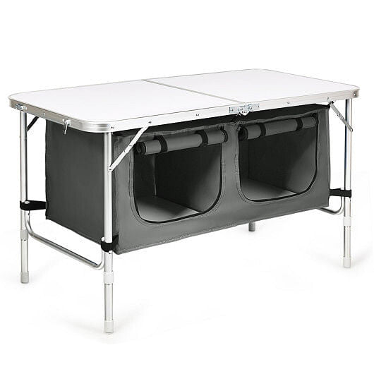 Height Adjustable Folding Camping  Table-Gray-1
